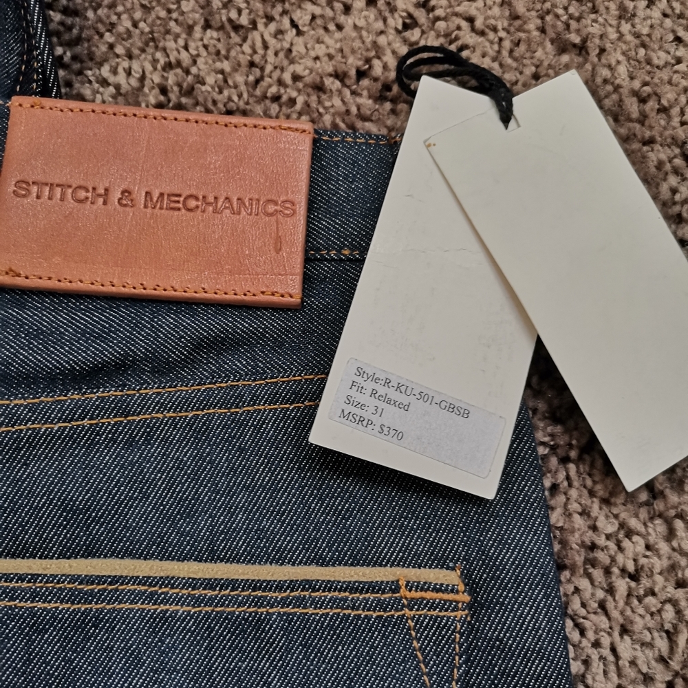 370$ stich mechanic raw selvedge denim